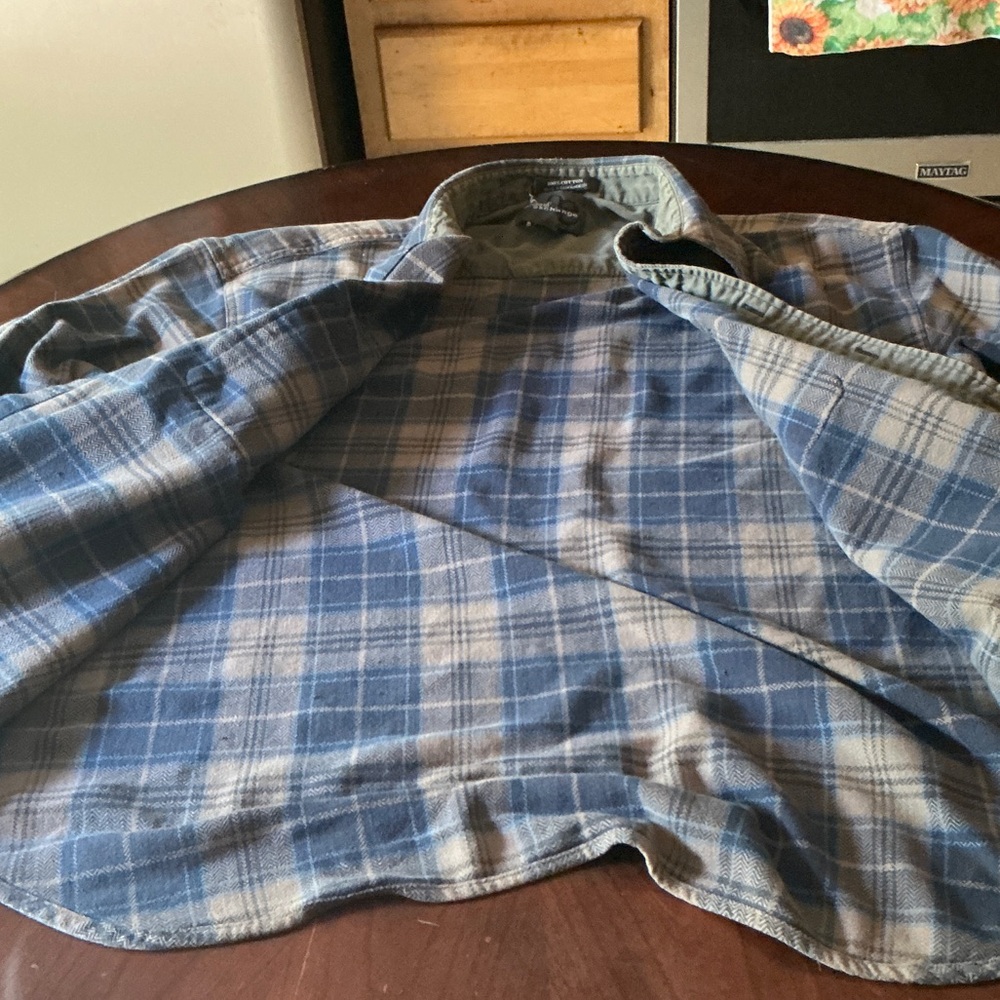 Outdoor Exchange- Blue Plaid Flannel Shirt Jacket - Picture 4 of 5